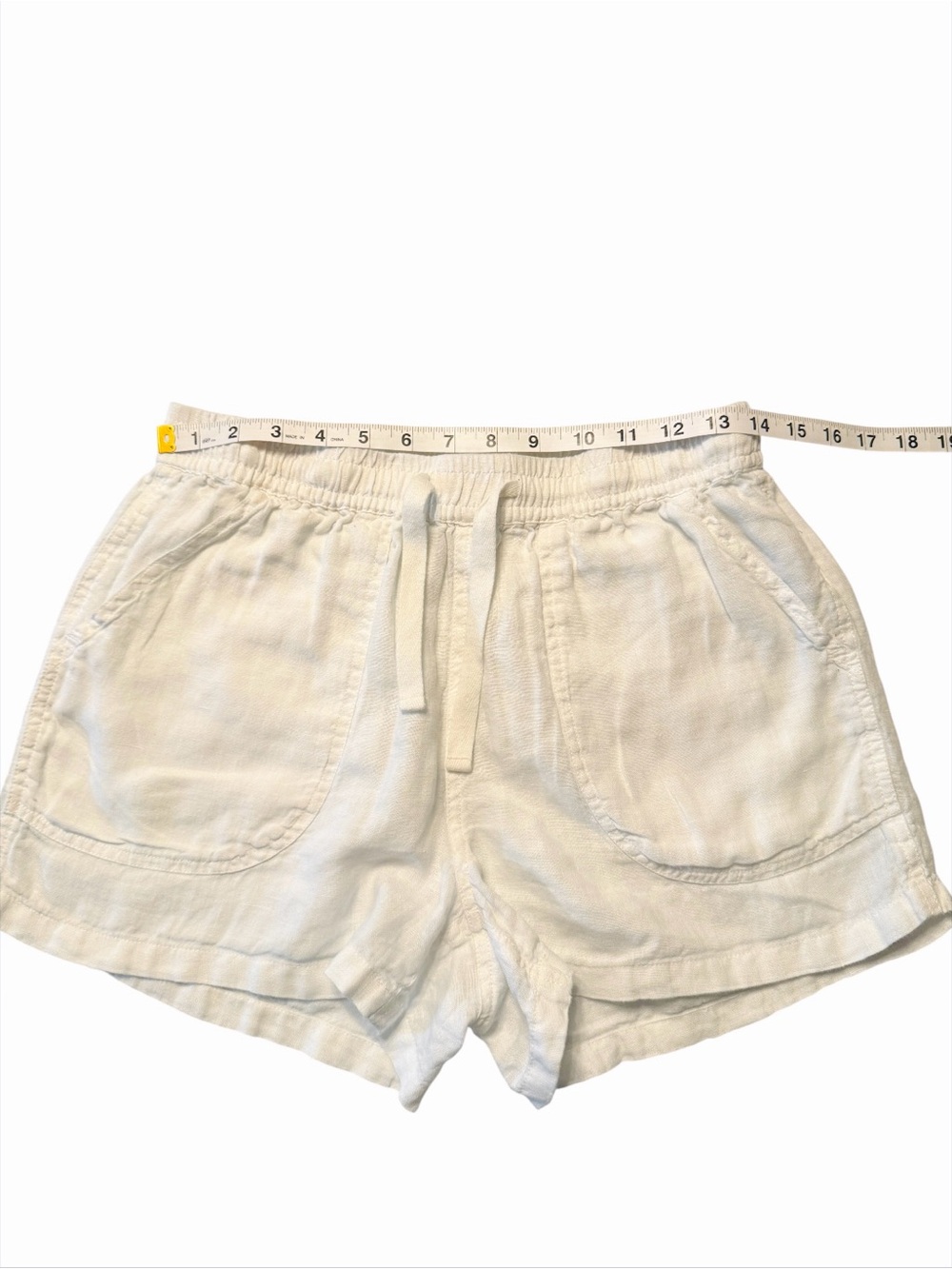 Quince White 100% European Linen Shorts Elastic Drawstring Pocket Size Small EUC - Picture 7 of 13